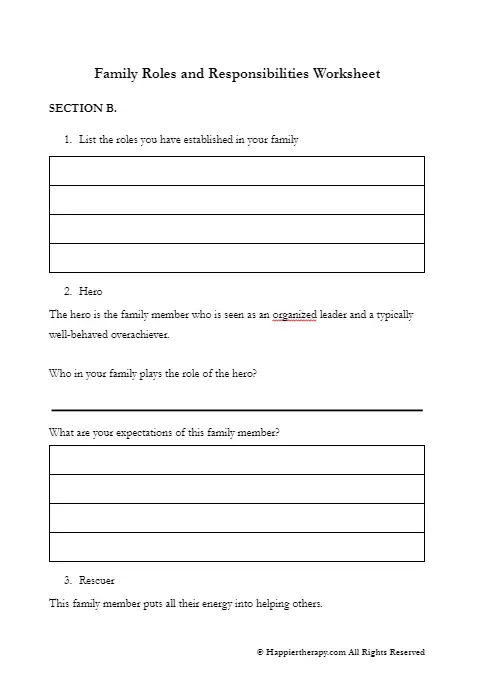 Family Roles And Responsibilities Worksheet HappierTHERAPY