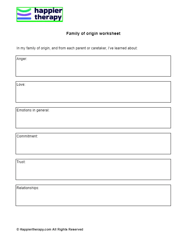 Family Of Origin Worksheet HappierTHERAPY Family Of Origin Worksheet HappierTHERAPY