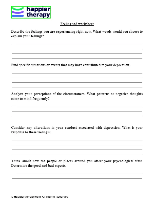 Feeling Sad Worksheet HappierTHERAPY