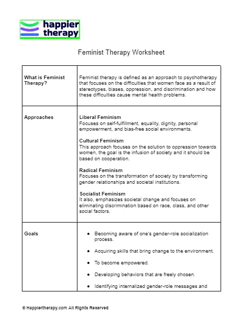 Feminist Therapy Worksheet | HappierTHERAPY