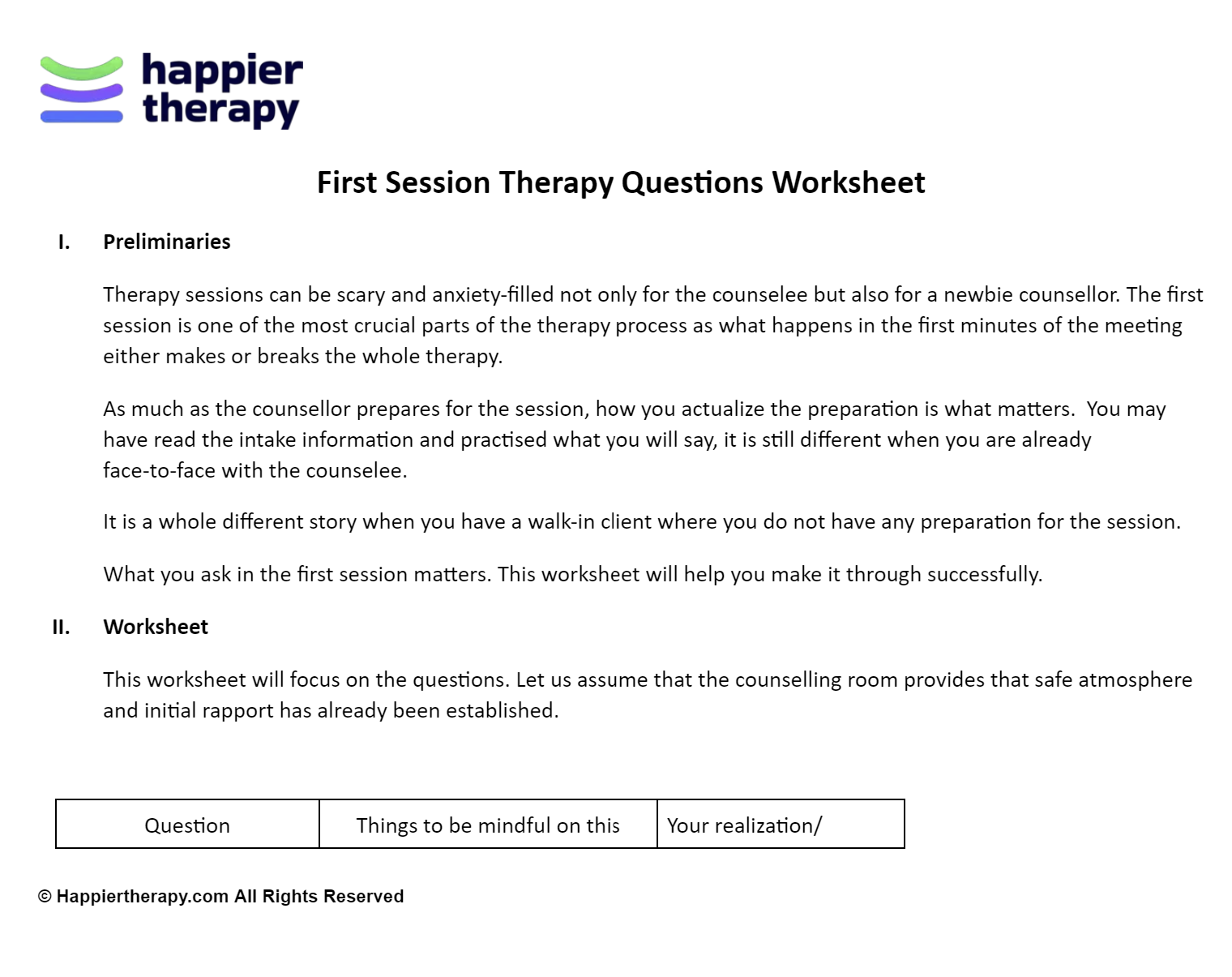 First session therapy questions worksheet happiertherapy