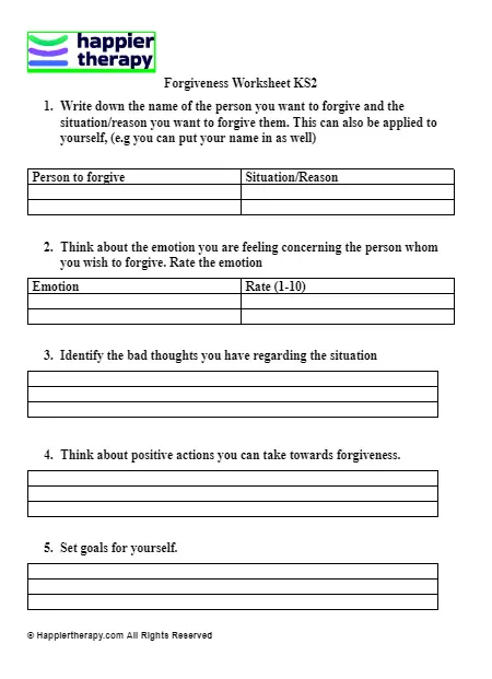 Forgiveness Worksheet KS2 | HappierTHERAPY