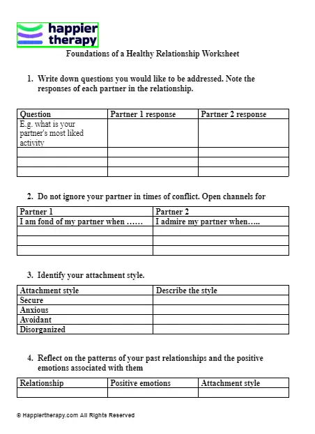 Foundations Of A Healthy Relationship Worksheet | HappierTHERAPY