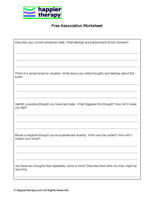 Free Association Worksheet | HappierTHERAPY