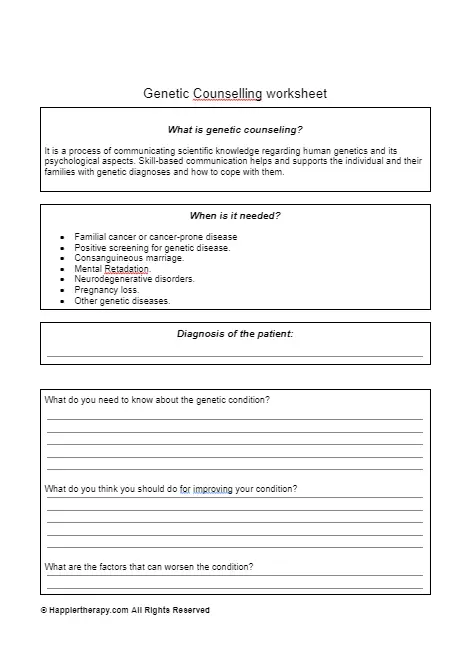 Genetic Counselling Worksheet | HappierTHERAPY