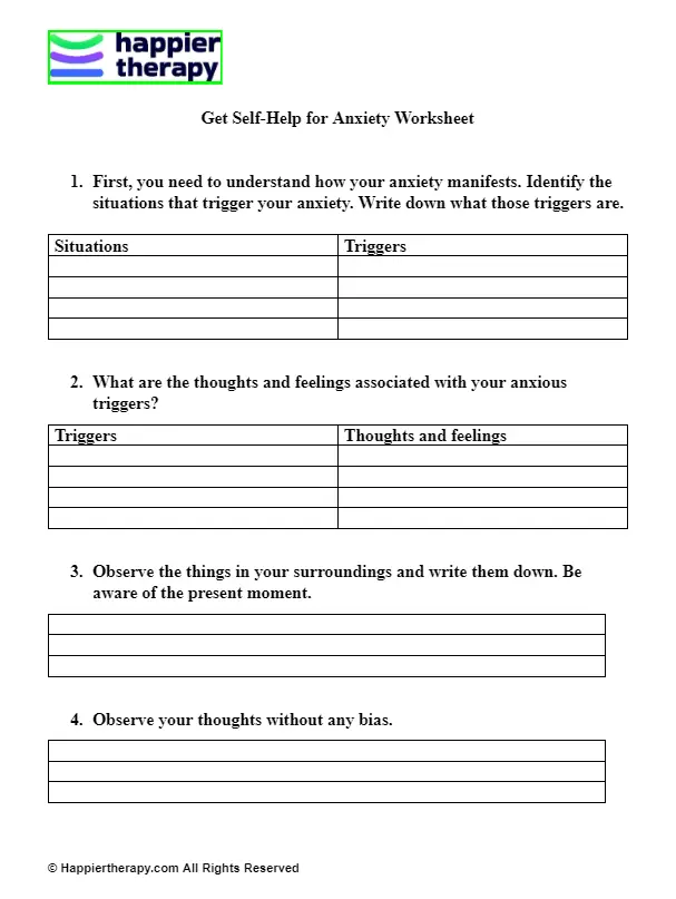 Get Self-help For Anxiety Worksheet 