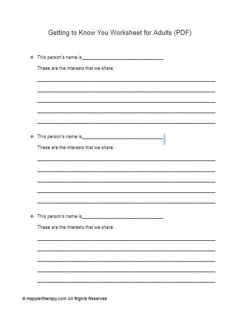 Getting To Know You Worksheet For Adults Happiertherapy