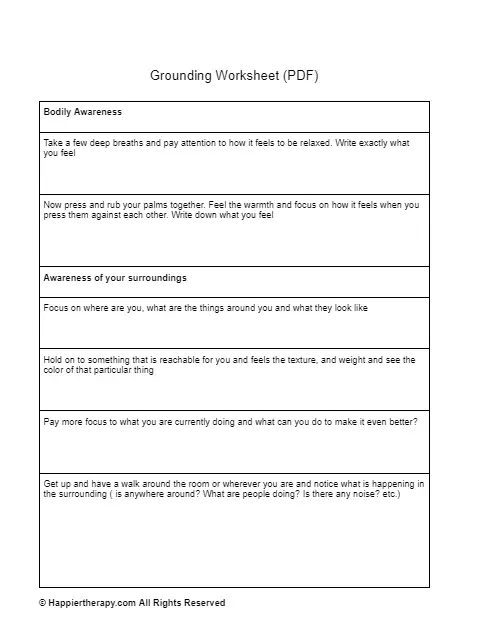 Grounding Worksheet 