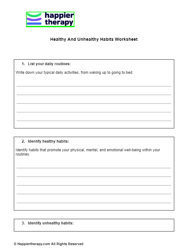 healthy-and-unhealthy-habits-worksheet-happiertherapy for Free Printable Healthy Habits Worksheets Healthy And Unhealthy Habits Worksheet | HappierTHERAPY for Free Printable Healthy Habits Worksheets