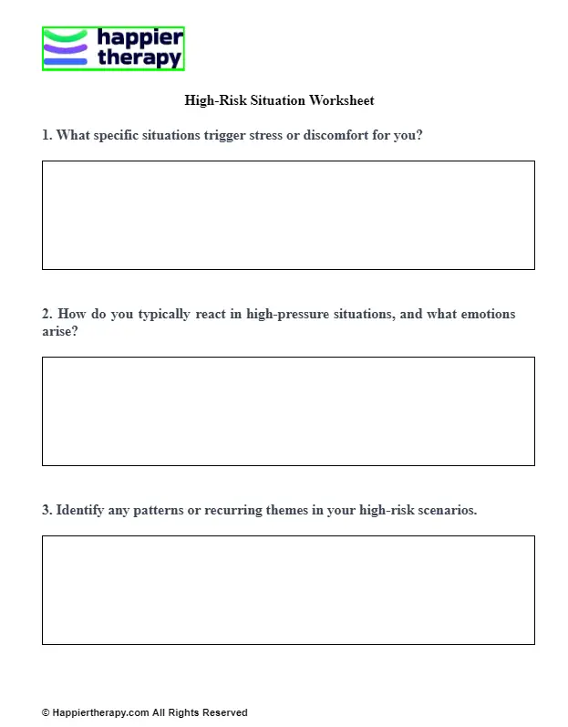 High-Risk Situation Worksheet | HappierTHERAPY