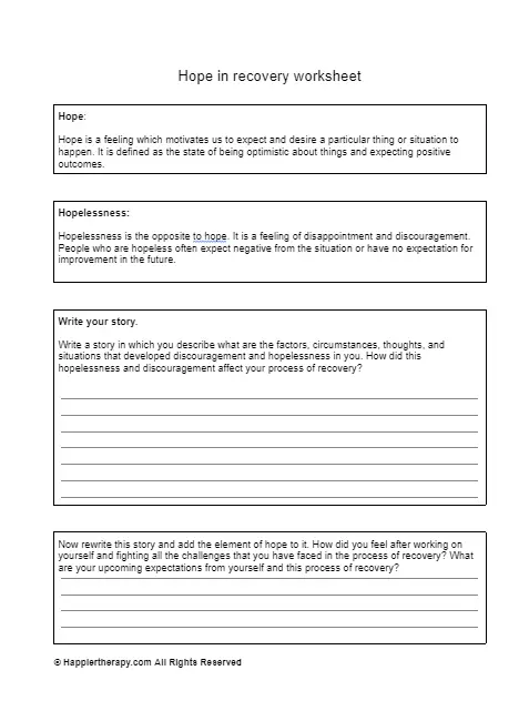 Hope In Recovery Worksheet | HappierTHERAPY