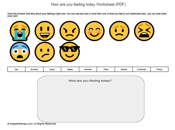 How Are You Feeling Today Worksheet (PDF) | HappierTHERAPY