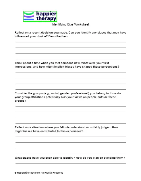 Identifying Bias Worksheet | HappierTHERAPY