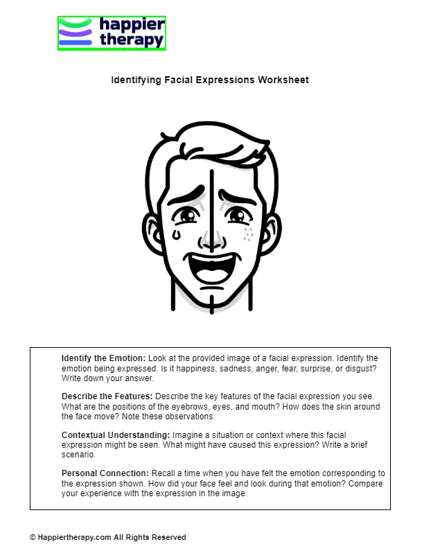 Identifying Facial Expressions Worksheet Happiertherapy Identifying Facial Expressions Worksheet Happiertherapy