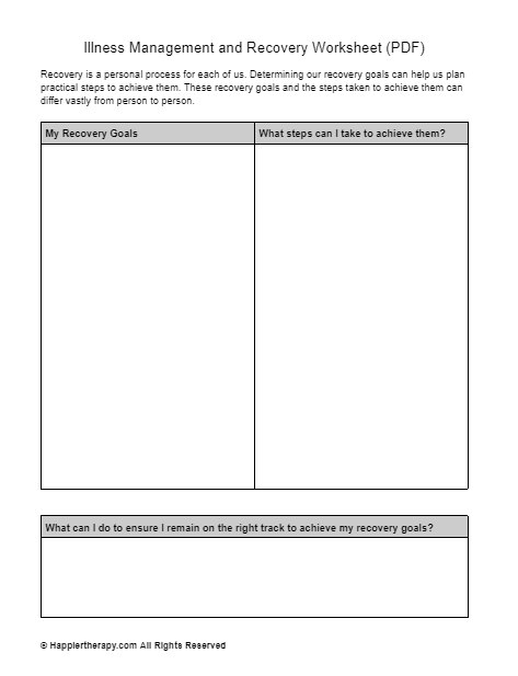 Illness Management And Recovery Worksheet | HappierTHERAPY