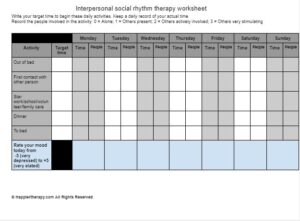 Interpersonal social rhythm therapy worksheet - HappierTHERAPY