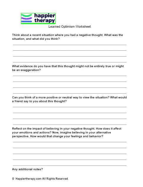 Learned Optimism Worksheet | HappierTHERAPY