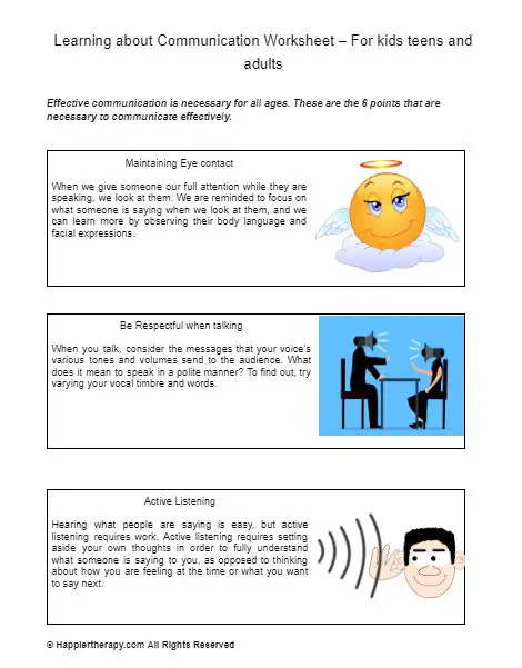 Learning About Communication Worksheet – For Kids Teens And Adults ...