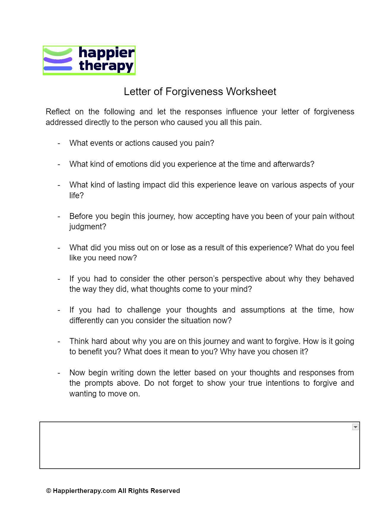 Letter Of Forgiveness Worksheet Happiertherapy