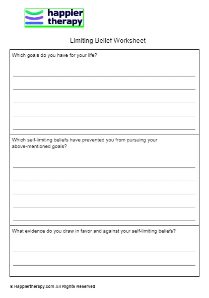 Limiting Beliefs Worksheet | HappierTHERAPY