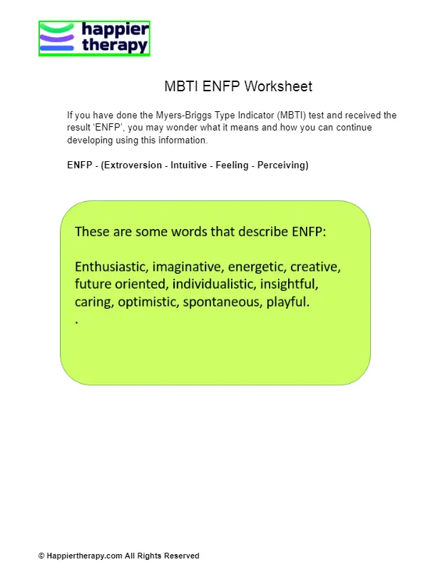 MBTI ENFP Worksheet | HappierTHERAPY