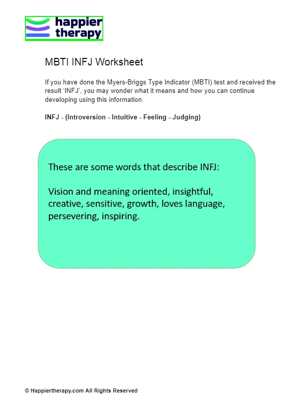 MBTI INFJ Worksheet | HappierTHERAPY