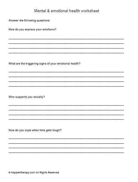 Mental & Emotional Health Worksheet | HappierTHERAPY