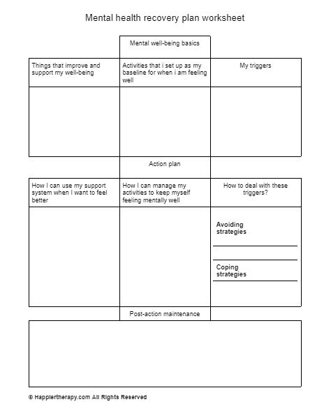 Mental Health Recovery Plan Worksheet | HappierTHERAPY