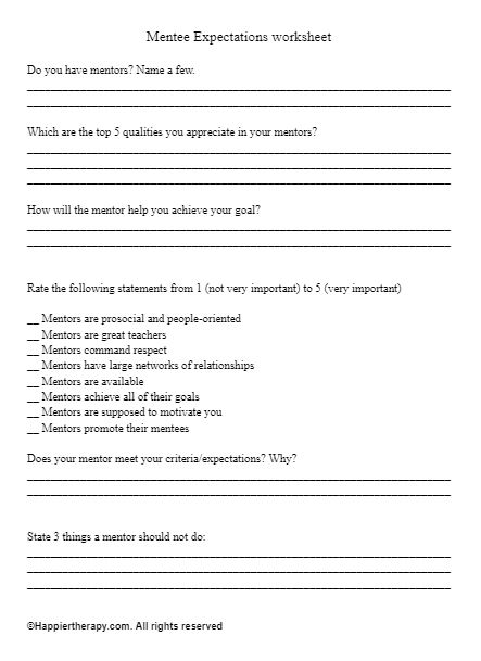 Mentee Expectations Worksheet