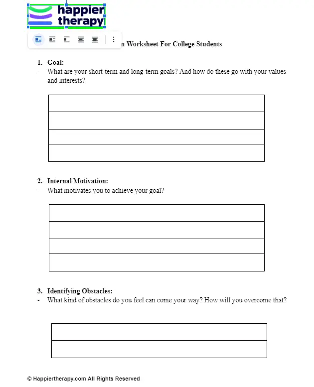 Motivation Worksheet For College Students HappierTHERAPY Motivation Worksheet For College Students HappierTHERAPY