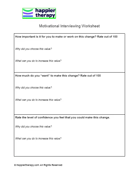 Motivational Interviewing Worksheet HappierTHERAPY