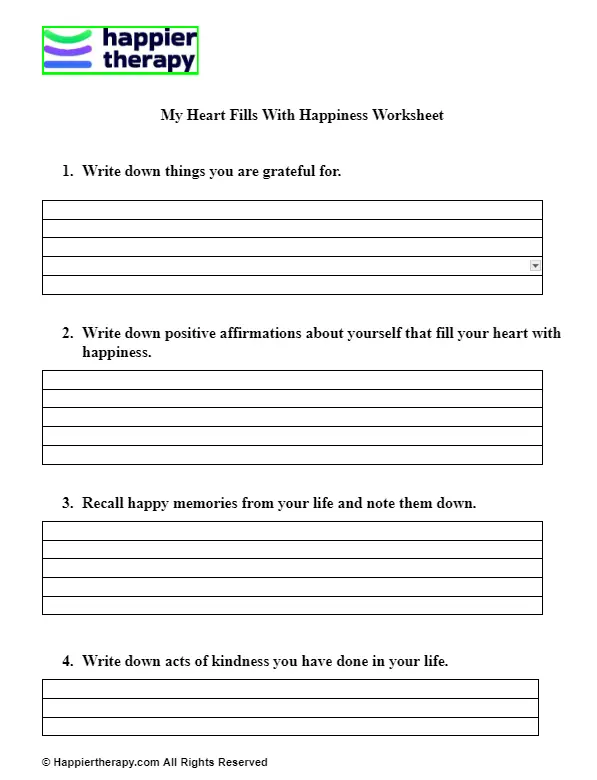 My Heart Fills With Happiness Worksheet | HappierTHERAPY