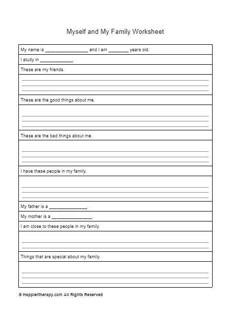 Myself And My Family Worksheet | HappierTHERAPY