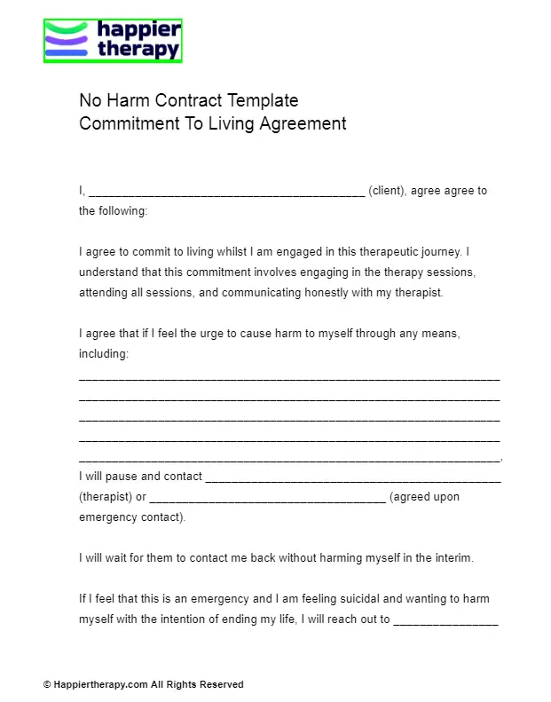 No Harm Contract Template HappierTHERAPY