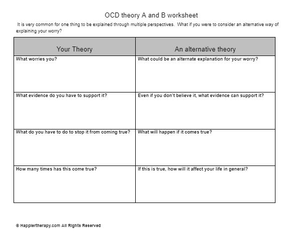 OCD Theory A And B Worksheet | HappierTHERAPY