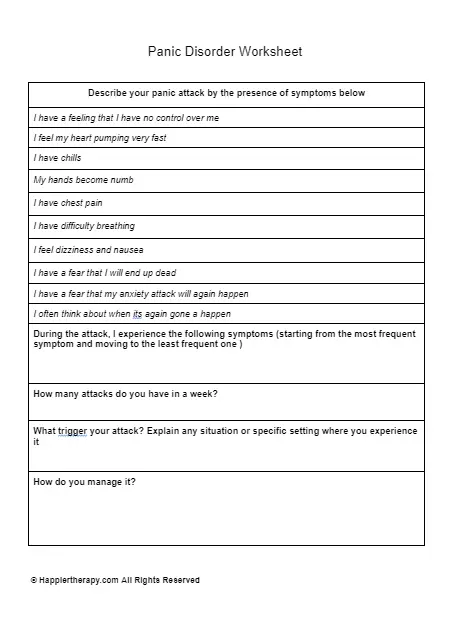 Panic Disorder Worksheet | HappierTHERAPY