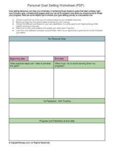 Personal Goal Setting Worksheet (PDF) - HappierTHERAPY