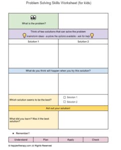 Problem Solving Skills Worksheet (for Kids) - HappierTHERAPY