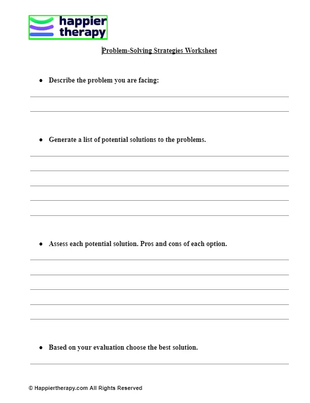 Problem-Solving Strategies Worksheet | HappierTHERAPY