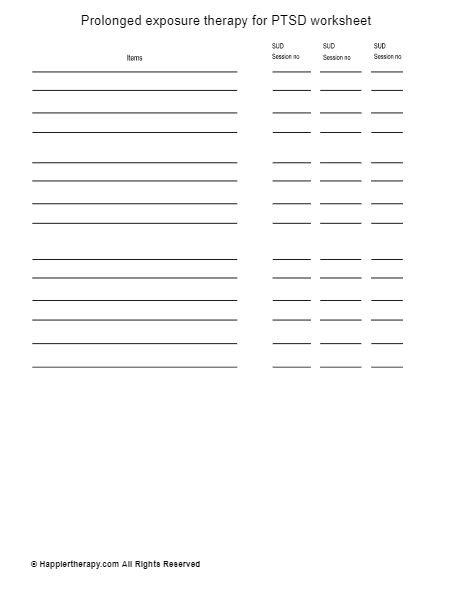 Prolonged exposure therapy for PTSD worksheet 