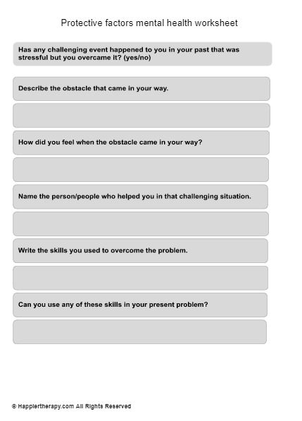 Protective factors mental health worksheet - HappierTHERAPY