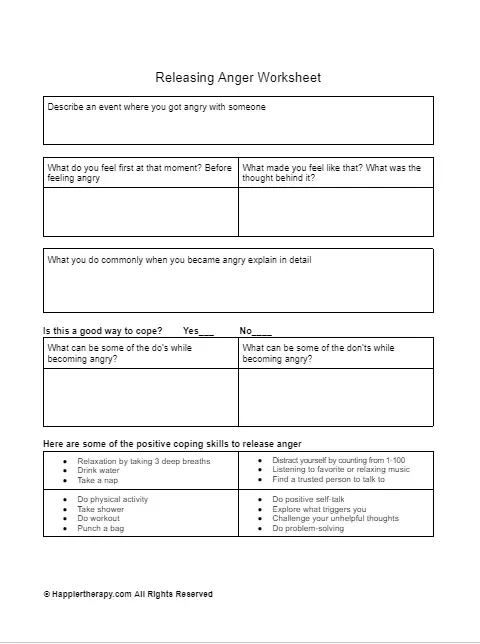 Releasing Anger Worksheet | HappierTHERAPY