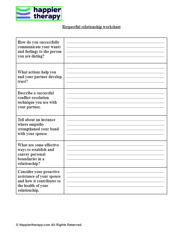 Respectful Relationship Worksheet | HappierTHERAPY