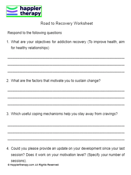 Road To Recovery Worksheet | HappierTHERAPY