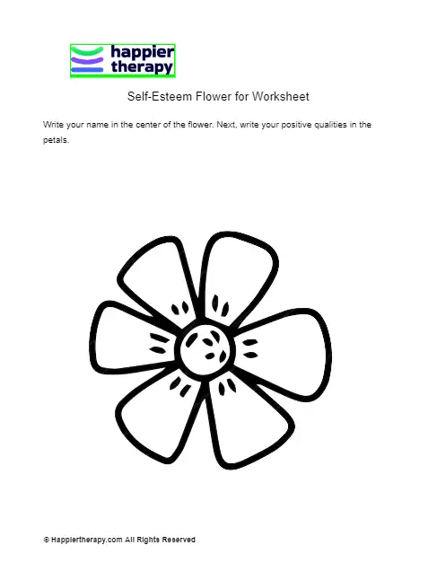 Self-Esteem Flower Worksheet | HappierTHERAPY