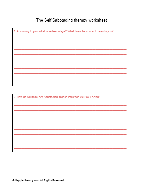 The Self Sabotaging Therapy Worksheet | HappierTHERAPY