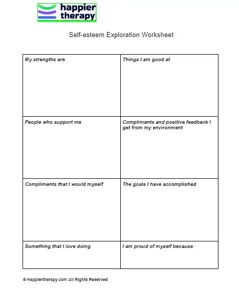 Self-esteem Exploration Worksheet | HappierTHERAPY