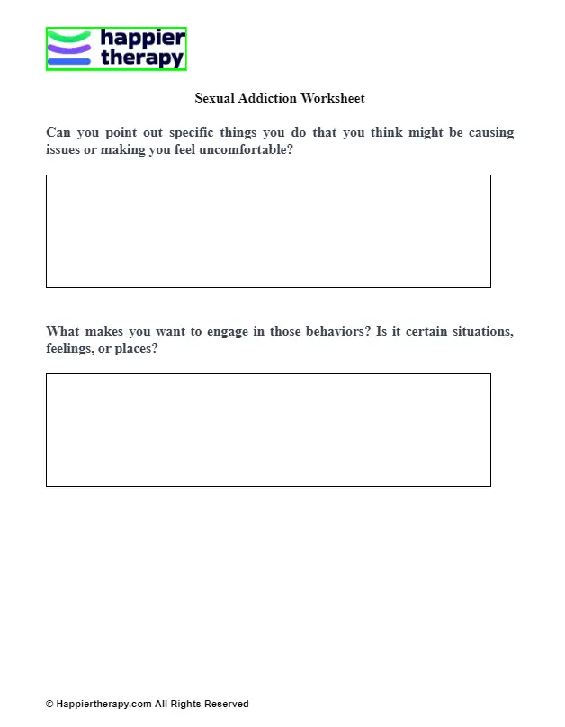 Sexual Addiction Worksheet Happiertherapy
