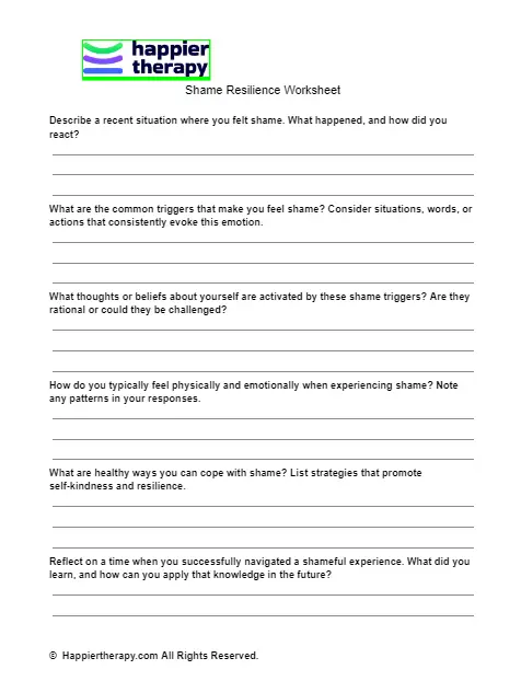 Shame Resilience Worksheet | HappierTHERAPY