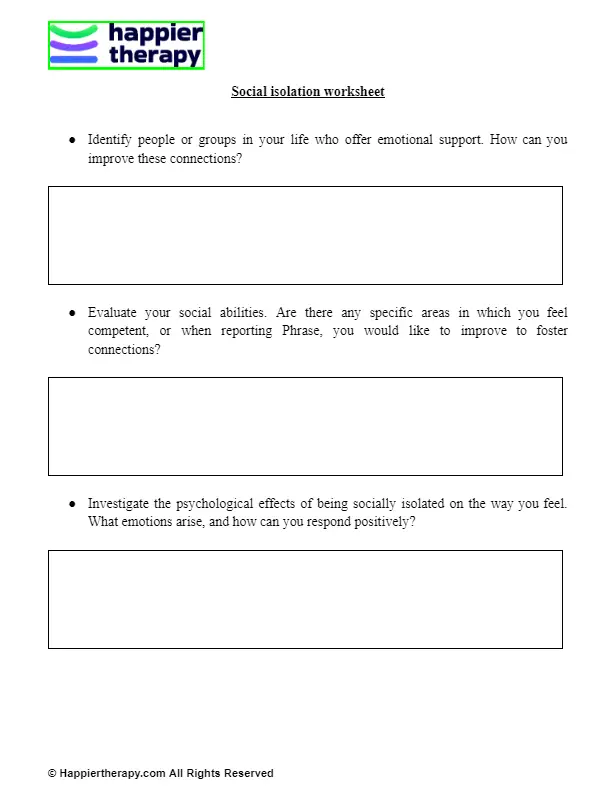 Social Isolation Worksheet 